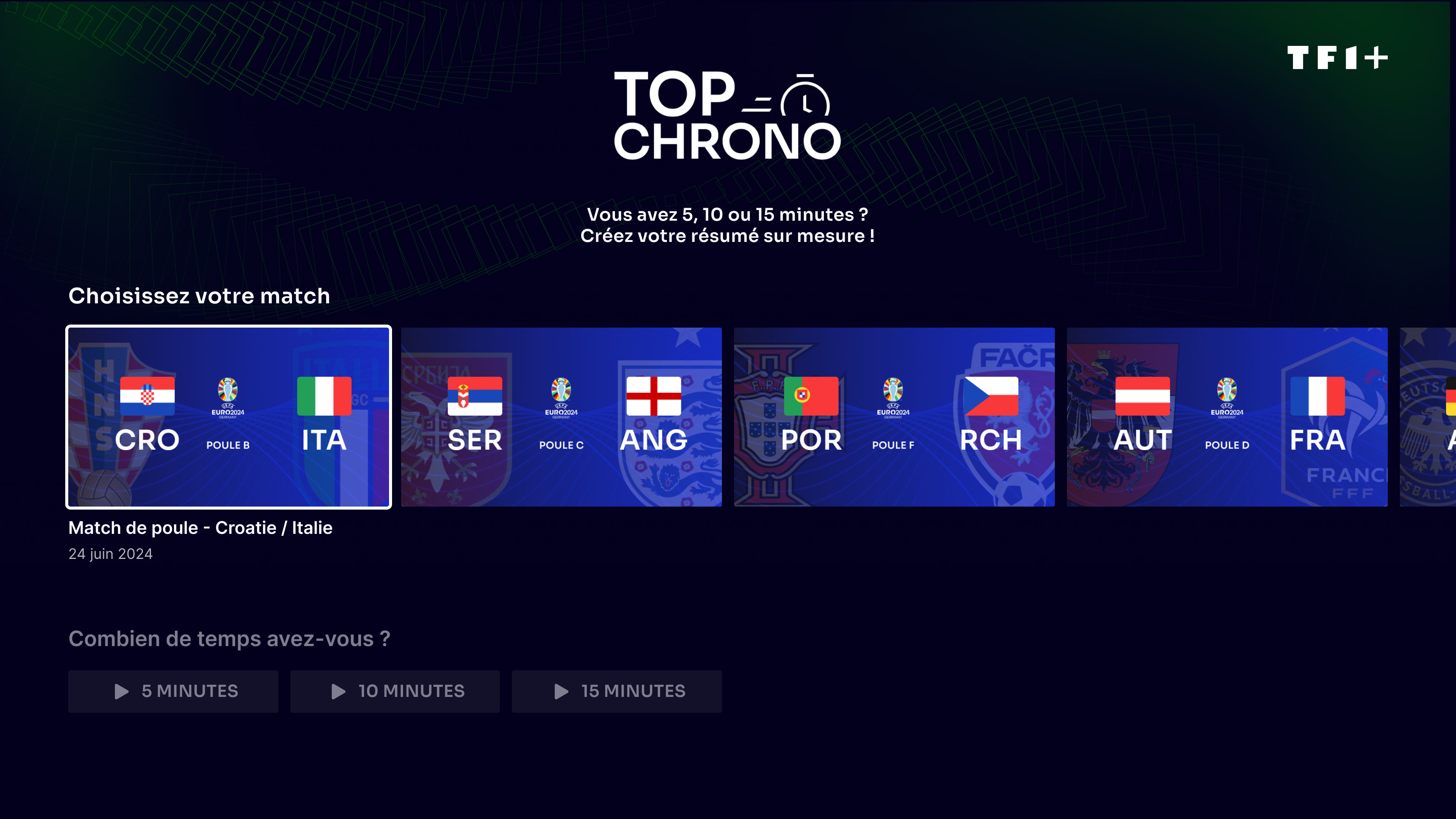 Top Chrono sur TF1+ - choisissez votre match